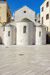 Fototapeta na wymiar White walled old Saint Vallisa church at Ferrarese square, Bari, Italy 