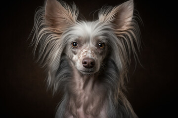 Naklejka premium Stunning Studio Photos of a Chinese Crested Dog: Capturing the Elegance and Grace of this Unique Breed