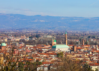 Obraz premium Panorama of Vicenza City in Italy Europe and Landmark called Basilica Palladina