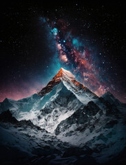 Fototapeta na wymiar Mount Everest bei Nacht, wunderschöner Sternenhimmel