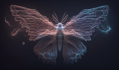 Fototapeta na wymiar a colorful butterfly with wings spread out on a black background. generative ai