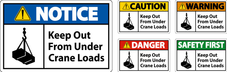 Keep Out From Under Crane Loads Sign