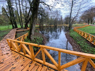 Obraz premium wooden bridge in the park
