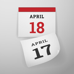 Vector illustration of wall calendar with tax day date and a falling page of previous day