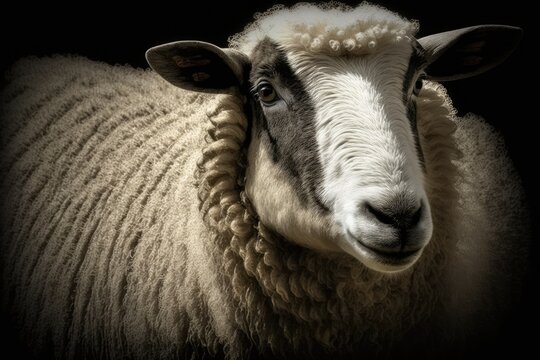 Ram, An Adult Sheep, In The Head. A Pen For Animals In North America. Generative AI