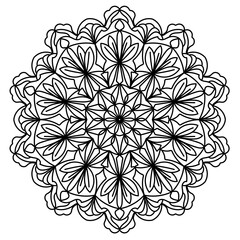 Mandala round pattern for stickers, henna, tattoo, decoration, web. Decorative ornament in ethnic oriental style. Coloring book page.