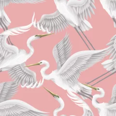 Foto op Plexiglas Seamless pattern with white herons. Vector. © Yumeee