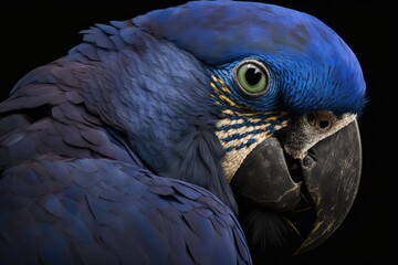 Obraz premium Portrait of Hyacinth Macaw. Generative AI