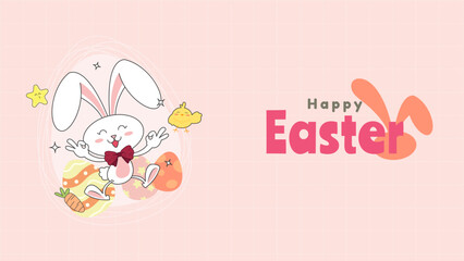 happy easter day, flat vector illustration