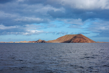 View of the island of Lobos from the Lanzarote-Fuerteventura ferry