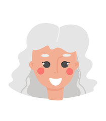 Fototapeta premium Vector cartoon portrait of a girl with gray hair. woman with blond hair illustration