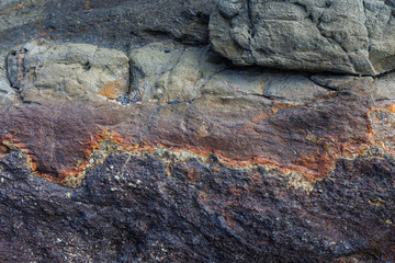 Geological structures on the coast of the volcanic island of Fuerteventura