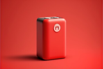 Red battery on a red background