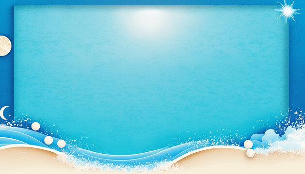 Blue background for a summer event invitation, inspiration for a card, poster, flyer or similar with copy space suitable for text. Created with Generative AI.