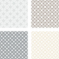 Collection of seamless ornamental vector patterns. Decorative backgrounds made of small squares. The rich decoration of abstract patterns for construction of fabric or paper. 