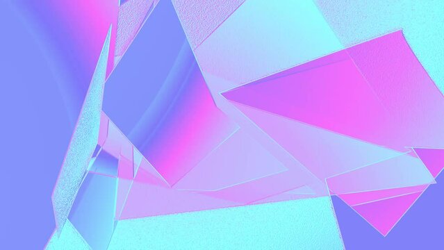 Loopable animated digital art abstract geometric background with vaporwave style colors