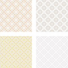 Collection of seamless ornamental vector patterns. Decorative backgrounds made of small squares. The rich decoration of abstract patterns for construction of fabric or paper. 