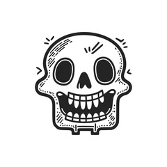Skull doodle. Hand drawn vintage engraving style woodcut vector illustration.