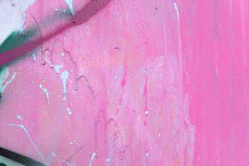 Messy paint strokes and smudges on an old painted wall. Colorful drips, flows, streaks of paint and...