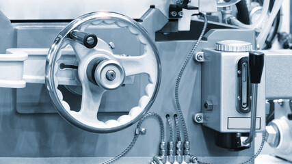 Round handle machine control, technology and industrial production concept background