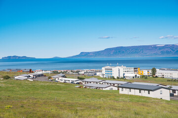 Fototapeta na wymiar View over town of Saudarkrokur in North Iceland