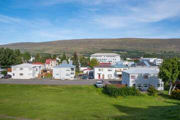Fototapeta na wymiar Buildings in town of Akureyri in Iceland