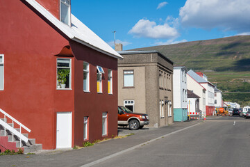 Buildings in town of Akureyri in Iceland