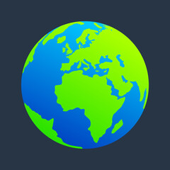 Earth Globe On Black Background Vector Illustration