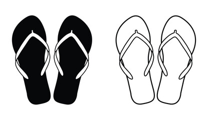 Summer beach swimwear sandals silhouette 
