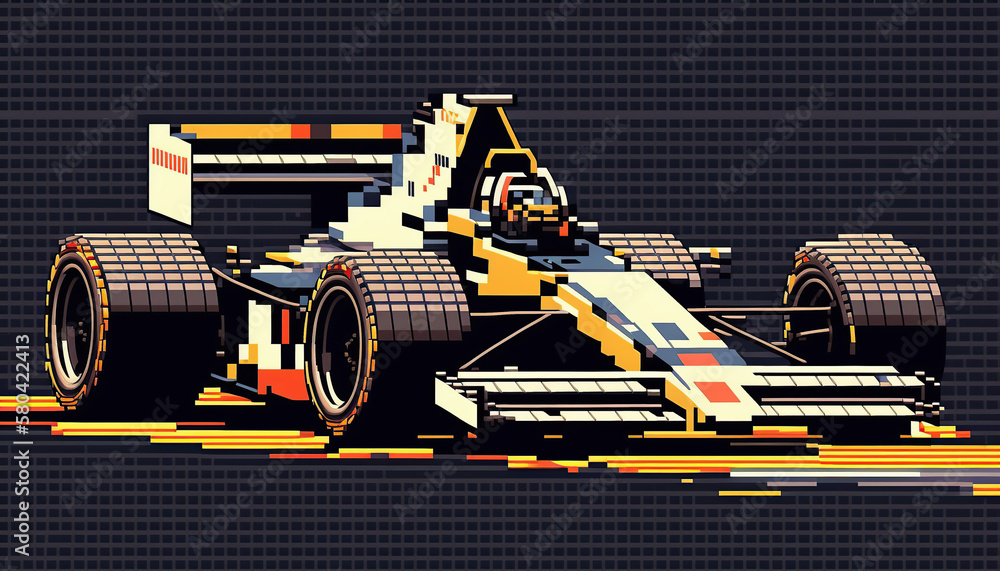 Wall mural formula 1 race 8 bit pixel art style