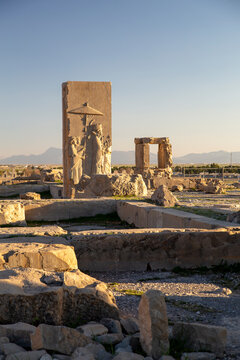 Bas-relief Xerxes in Hadish Palace, Persepolis, Iran