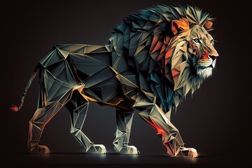 abstract geometric lion concept created by generative AI