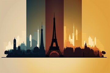 Cityscape seamless background of Paris created by generative AI