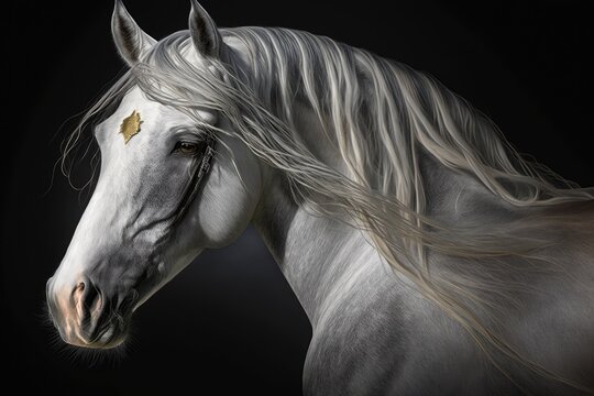 picture of a beautiful horse. Detailed portrait. Generative AI