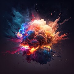 Colorful magic explosion on dark background. Generative ai
