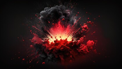 Abstract explosion on dark background. Generative ai	
