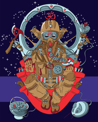 Indian god Ganesha in the ammunition of a jet pilot