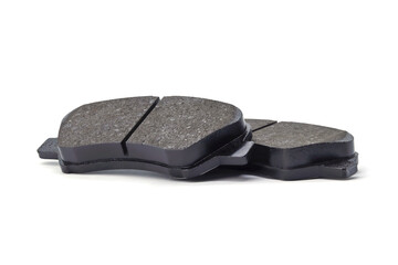 Brake pads on white background, passenger car brake system