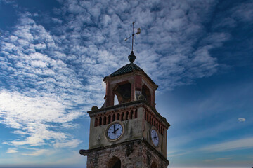 Bell tower with medieval clock of the parish of Sant Lloren&ccedil; de Savall.