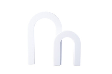 Abstract white arch for product presentation isolated on transparent background. Modern scene for...