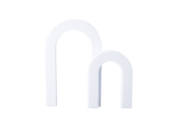 Abstract white arch for product presentation isolated on transparent background. Modern scene for cosmetic products presentation.