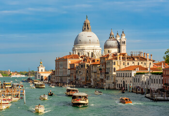 Santa Maria della Salute cathedral and Grand canal, Venice, Italy