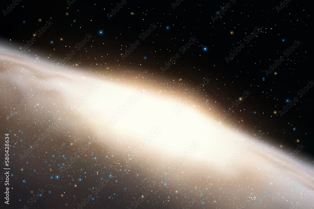 Sticker spiral galaxy in outer space. night starry sky. cosmic vector backdrop