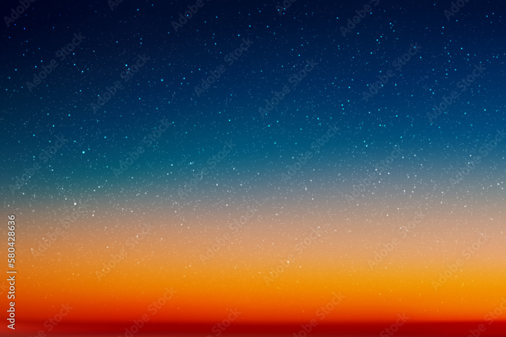Sticker colorful evening sky. starry night. orange blue natural background