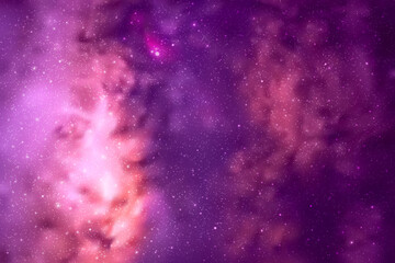 Purple violet nebula in space. Night starry sky. Vector background
