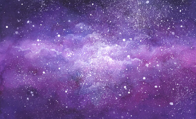 Fototapeta na wymiar Vector cosmic illustration. Beautiful colorful space background. Watercolor Cosmos