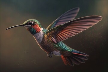 Fototapeta premium beautiful hummingbird flying in suspense. Ai generated.