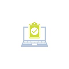 Survey on laptop isolated on white background