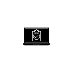 Survey on laptop isolated on white background