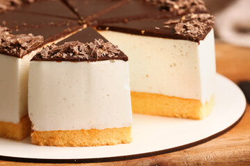 Delicious birds milk cake, closeup